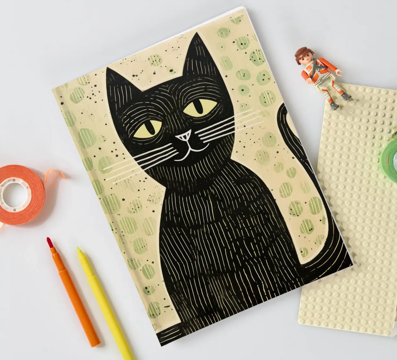 Green Cat 2 notebook by Minimal Animal Art