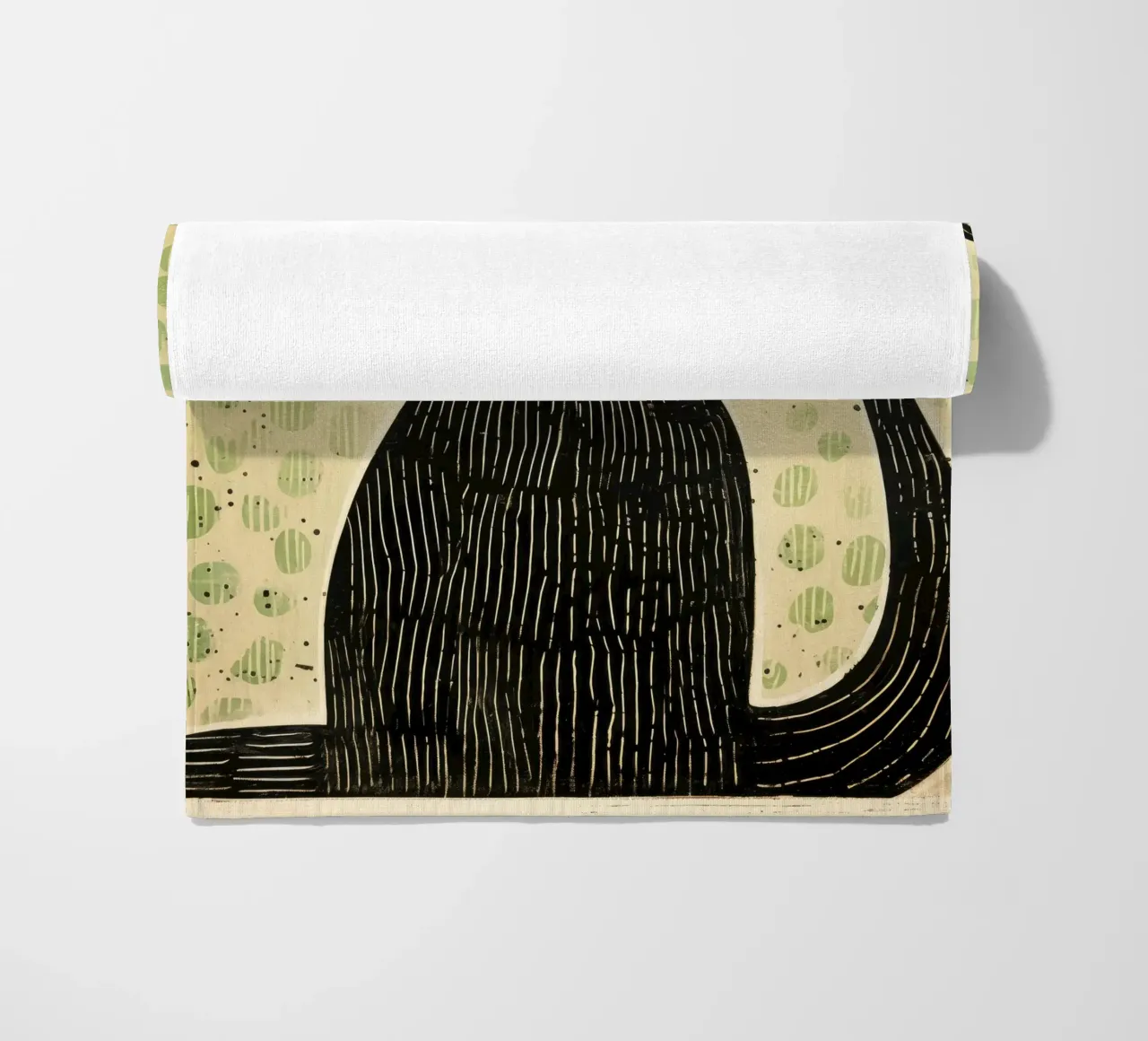Gatto verde 2 telo mare da Minimal Animal Art
