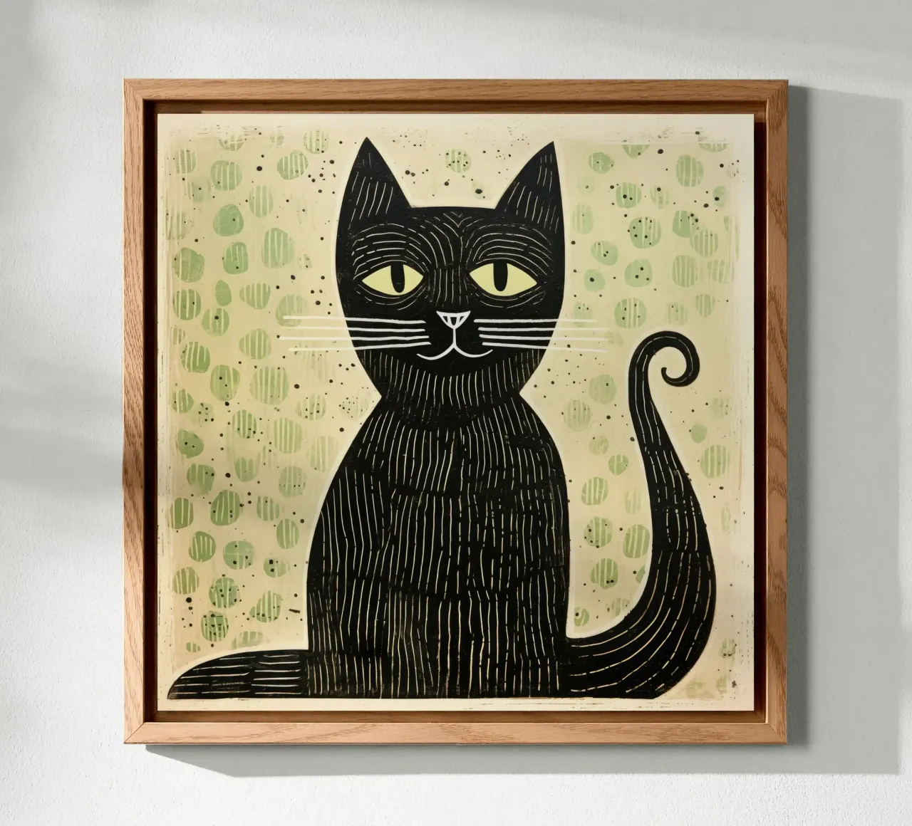Gatto verde 2 alluminio dibond da Minimal Animal Art