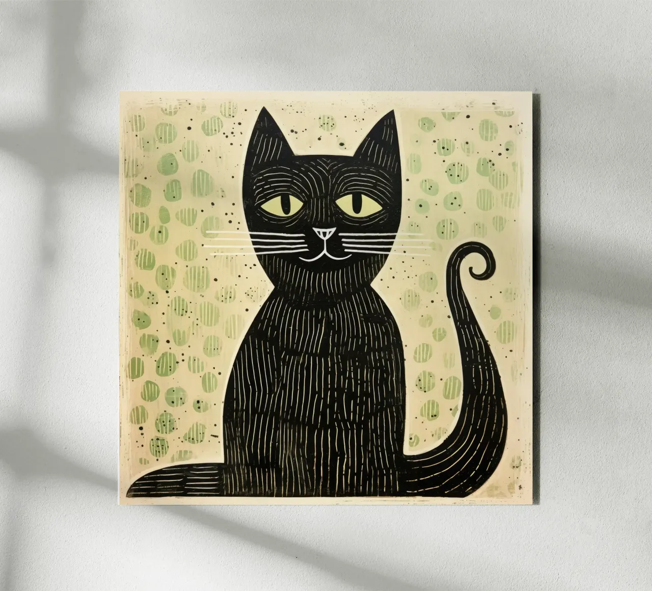Gatto verde 2 alluminio dibond da Minimal Animal Art