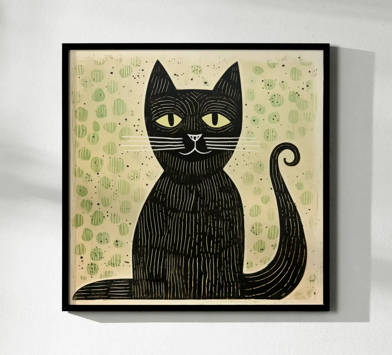 Gatto verde 2 carta hahnemühle da Minimal Animal Art