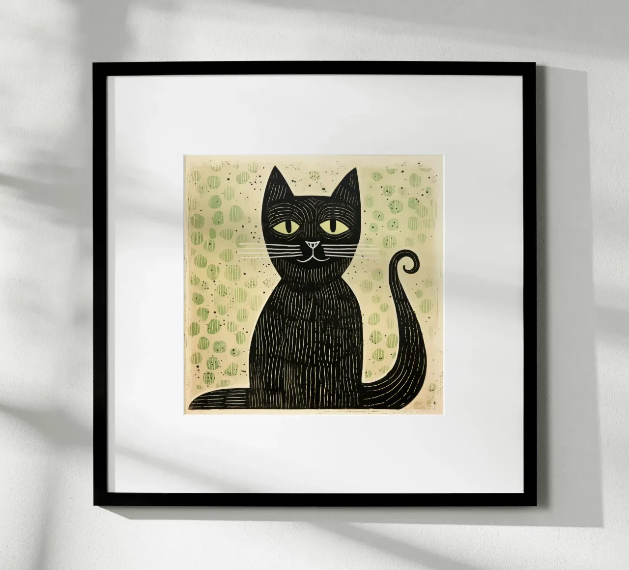 Gatto verde 2 carta hahnemühle da Minimal Animal Art