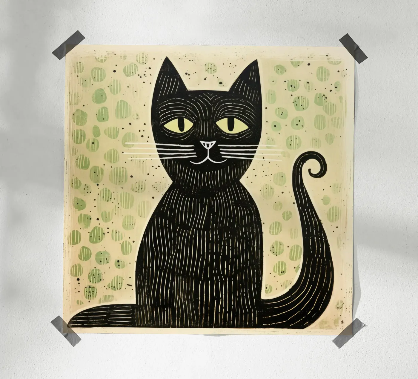 Green Cat poster da Minimal Animal Art
