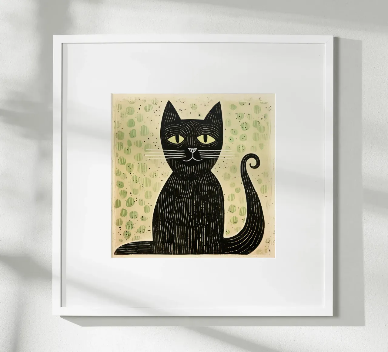 Gatto verde 2 carta hahnemühle da Minimal Animal Art