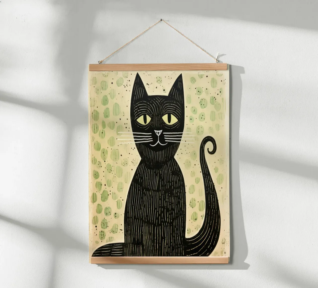 Gatto verde 2 carta hahnemühle da Minimal Animal Art