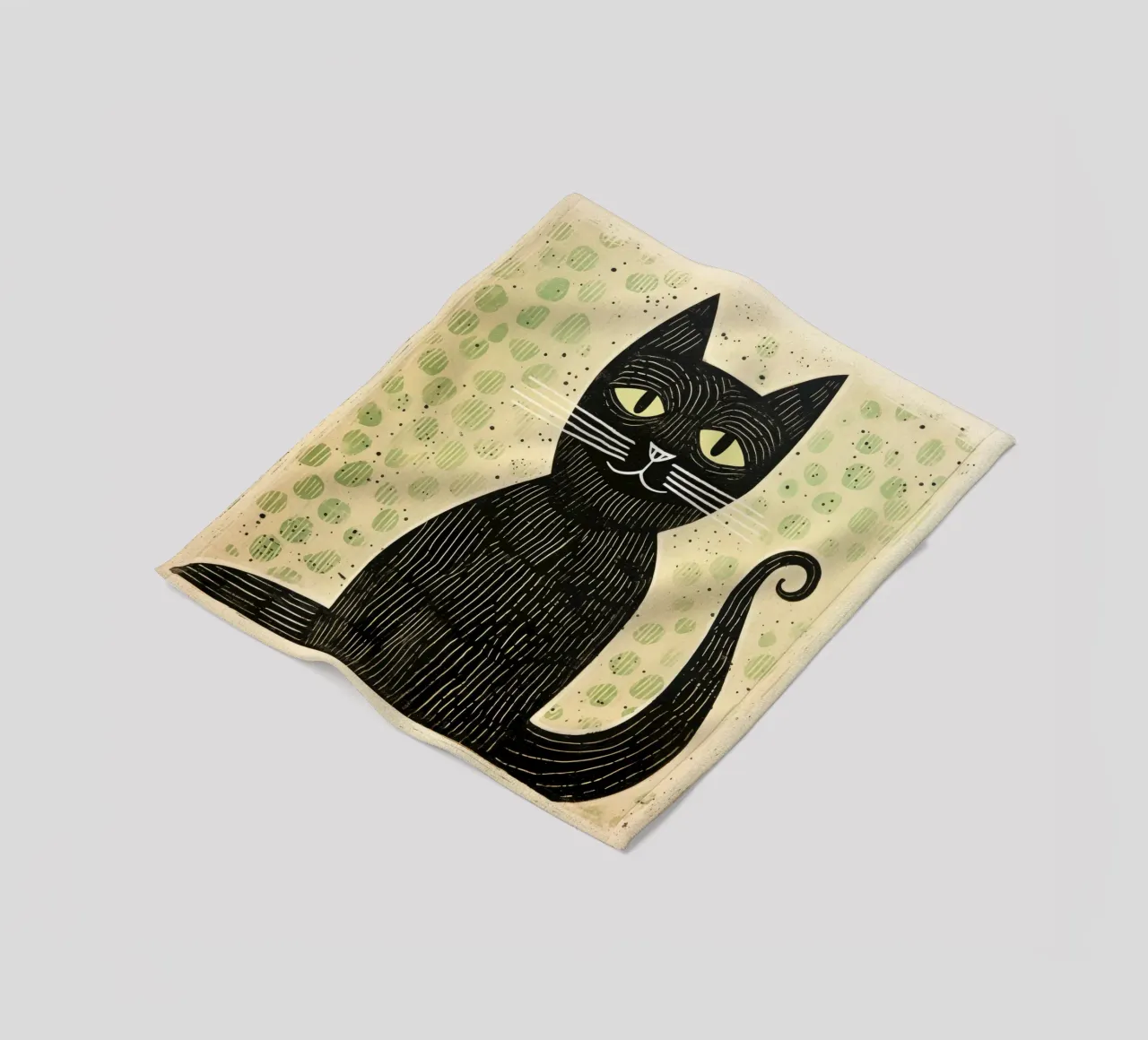 Green Cat 2 fleece blanket by Minimal Animal Art