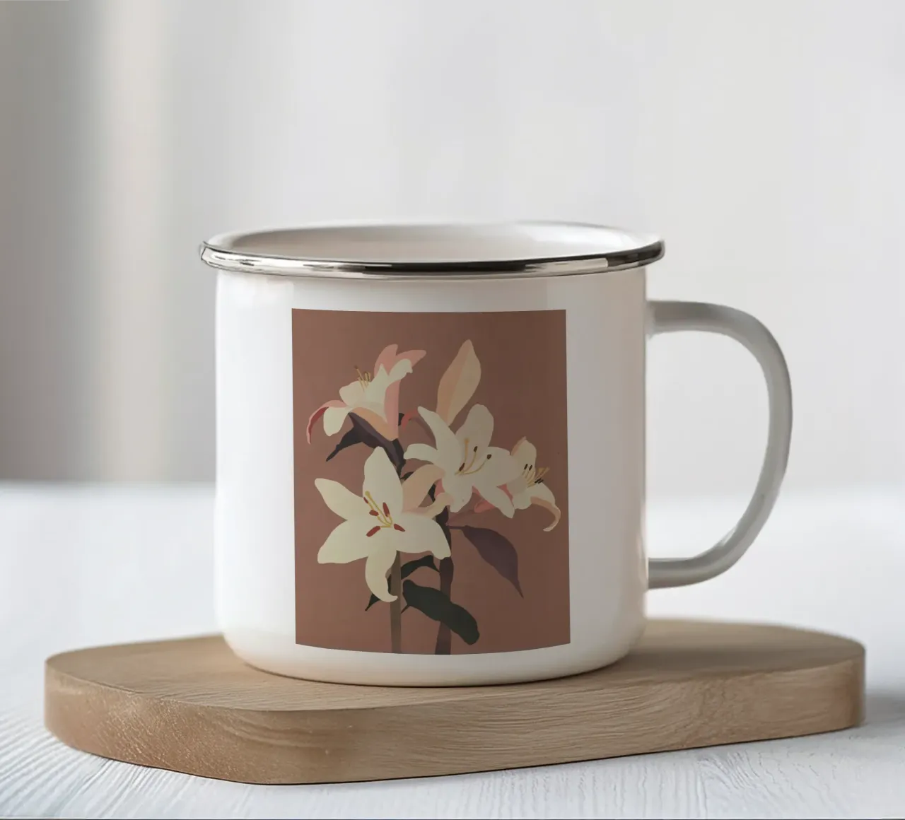 Gigli bianchi 3 tazza in smalto da ThingDesign