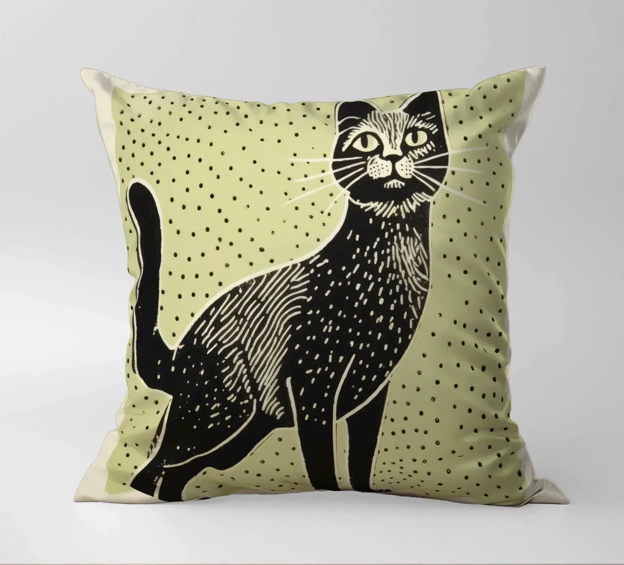 Gatto verde 3 cuscino da Minimal Animal Art