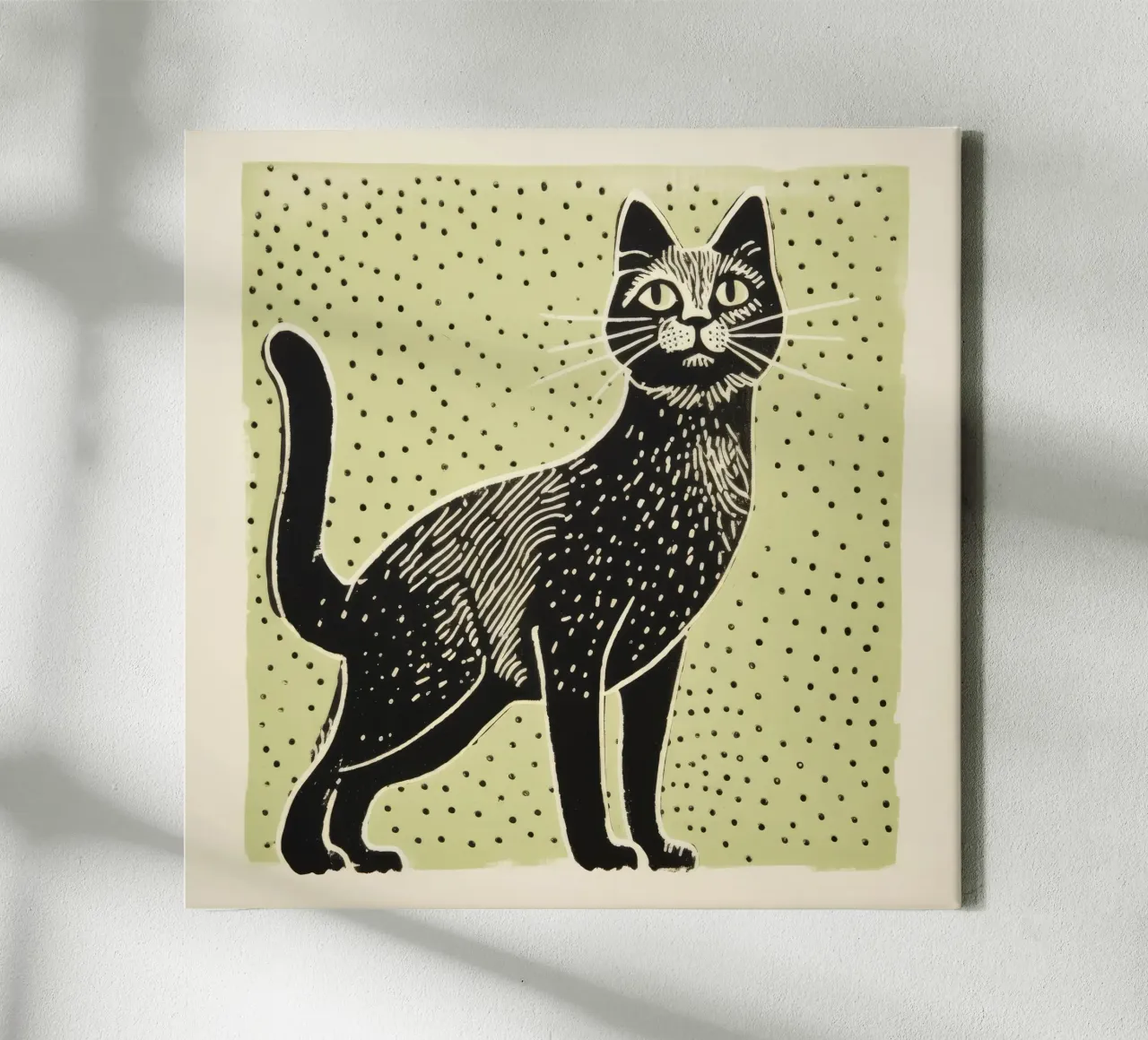 Green Cat 3 canvas by Minimal Animal Art