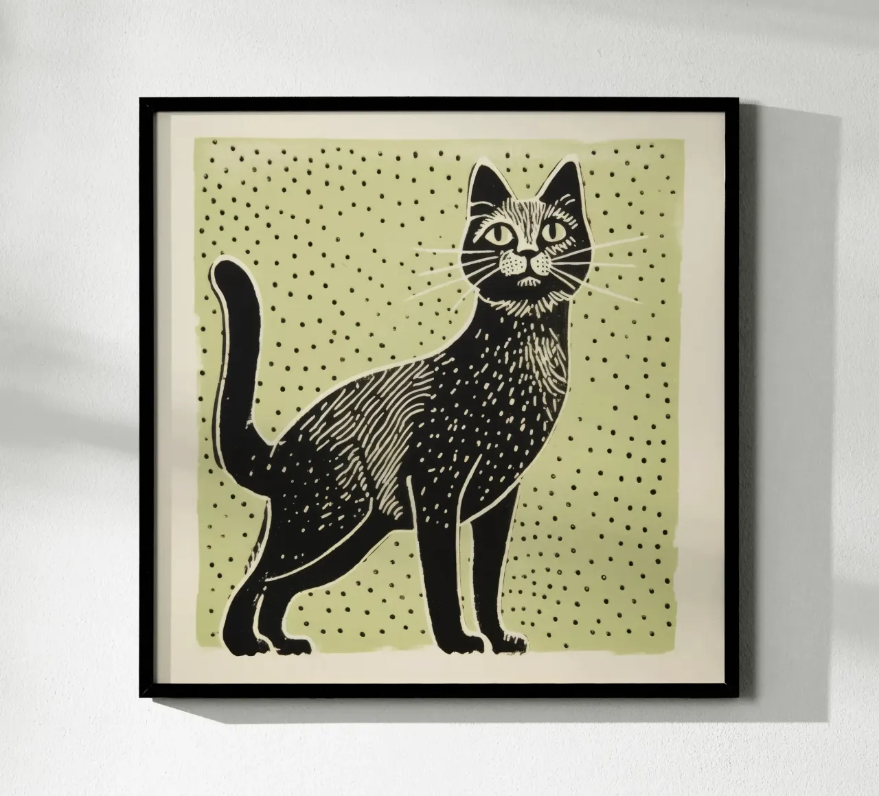 Gatto verde 3 carta hahnemühle da Minimal Animal Art