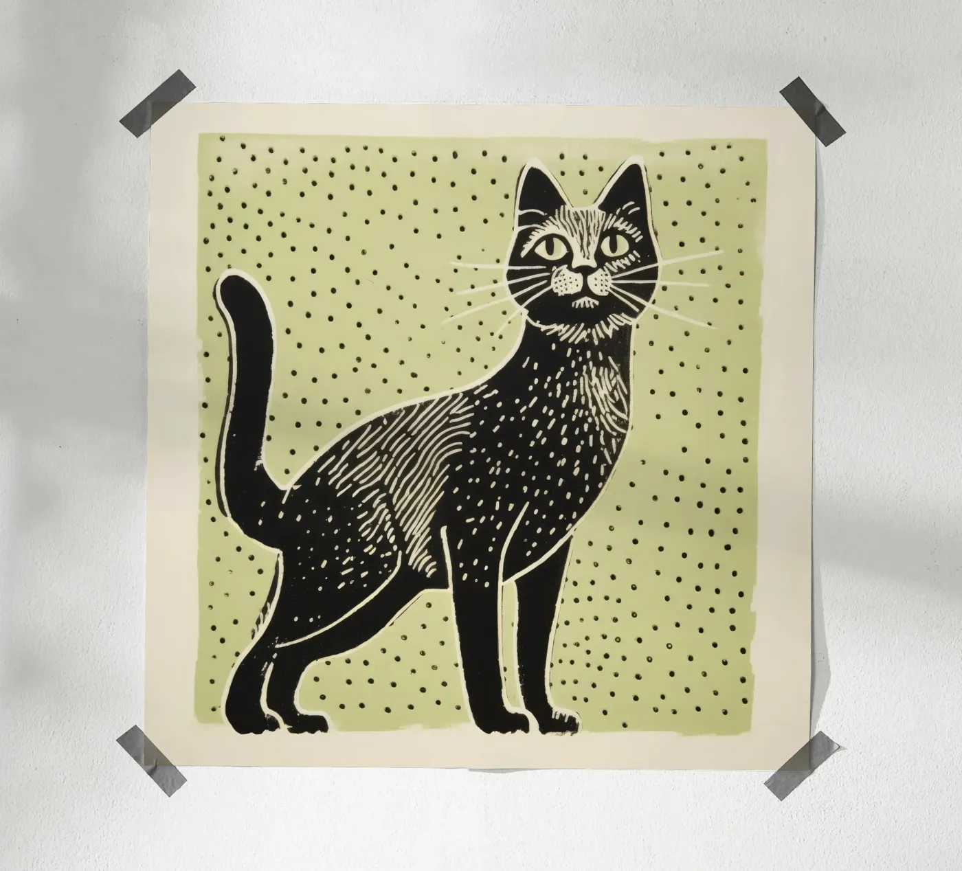 Chat vert poster de Minimal Animal Art
