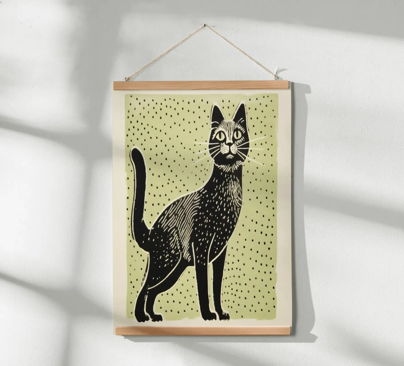 Chat vert poster de Minimal Animal Art