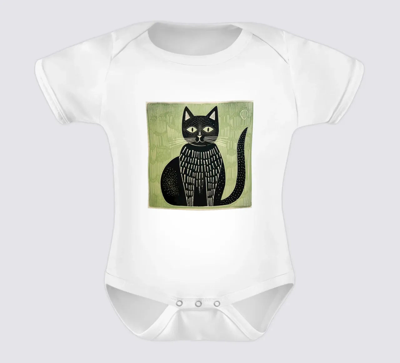 Gatto verde 4 body neonato maniche corte da Minimal Animal Art