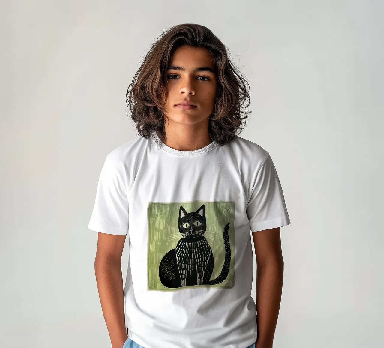 Green Cat 4 kids t-shirt by Minimal Animal Art