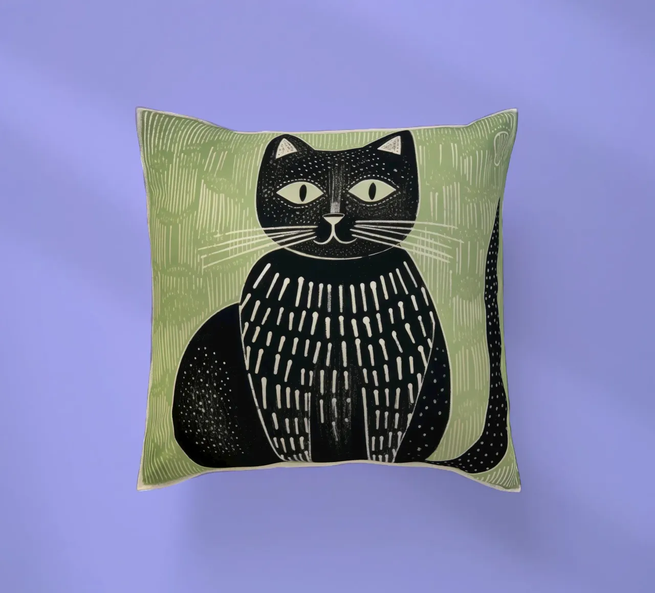 Gatto verde 4 cuscino da Minimal Animal Art