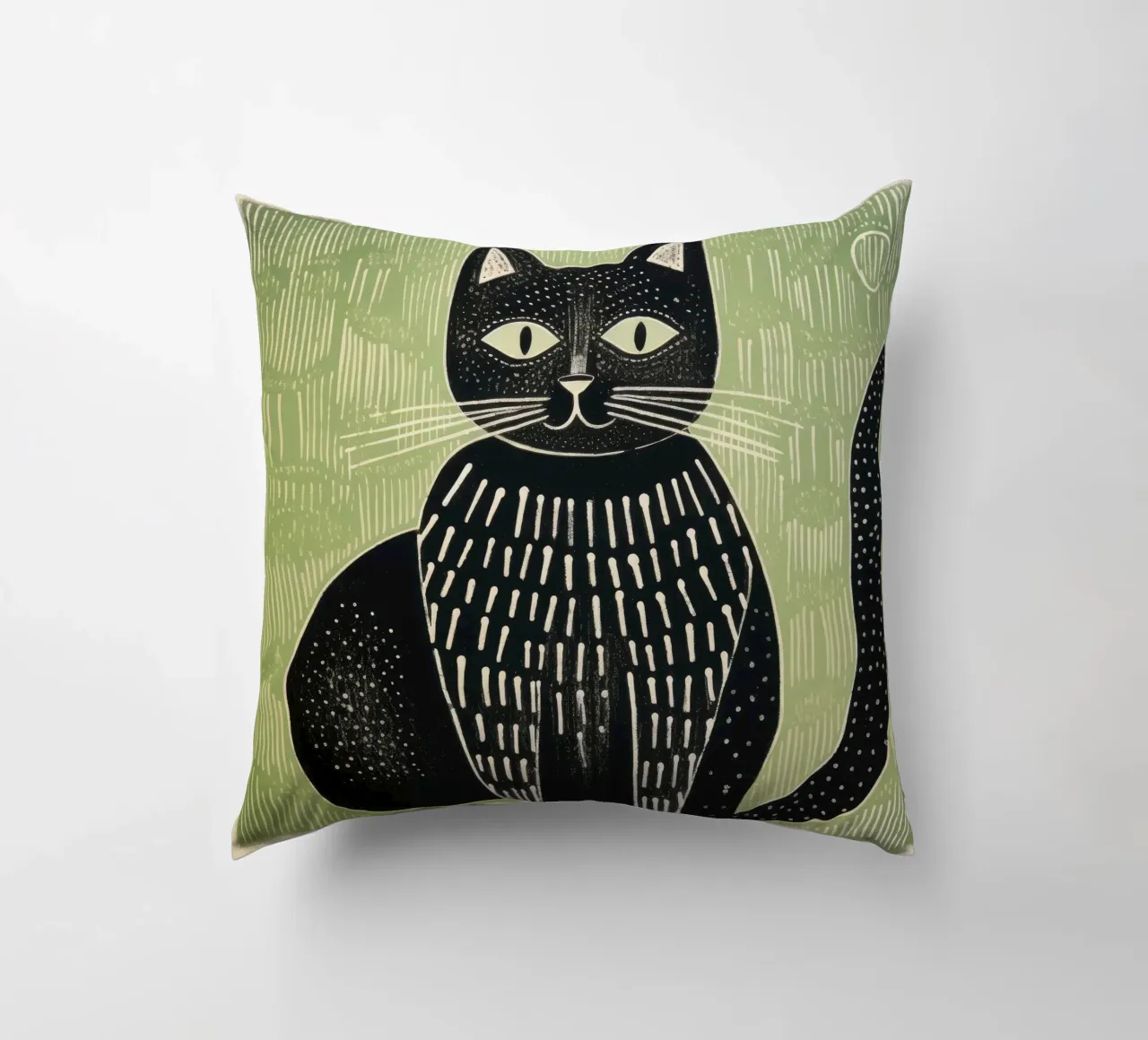 Gatto verde 4 cuscino da Minimal Animal Art