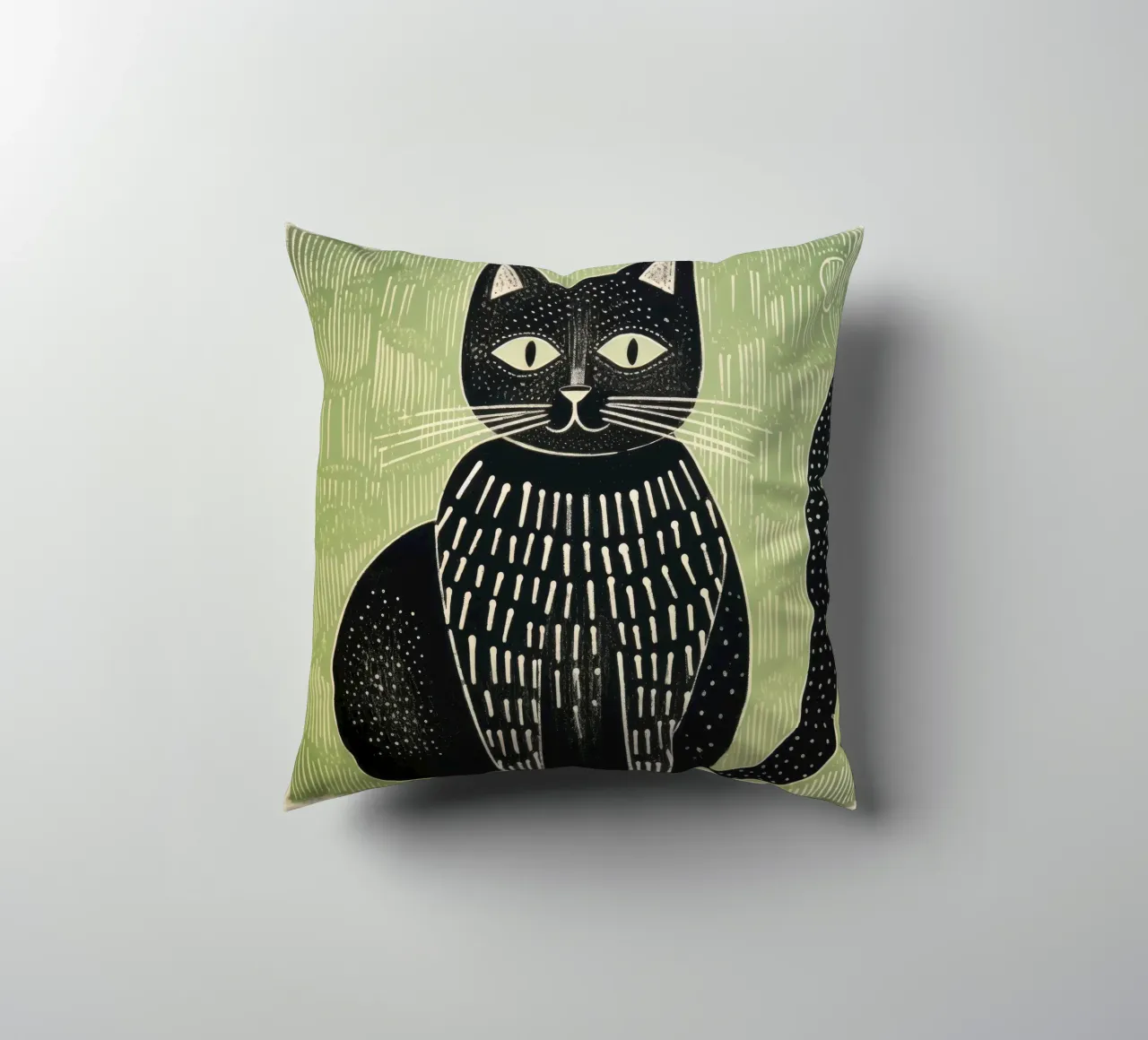 Gatto verde 4 cuscino da Minimal Animal Art