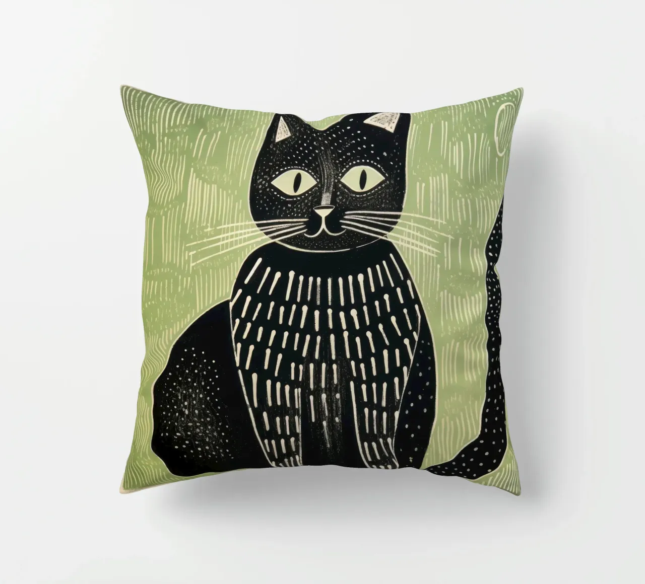 Gatto verde 4 cuscino da Minimal Animal Art