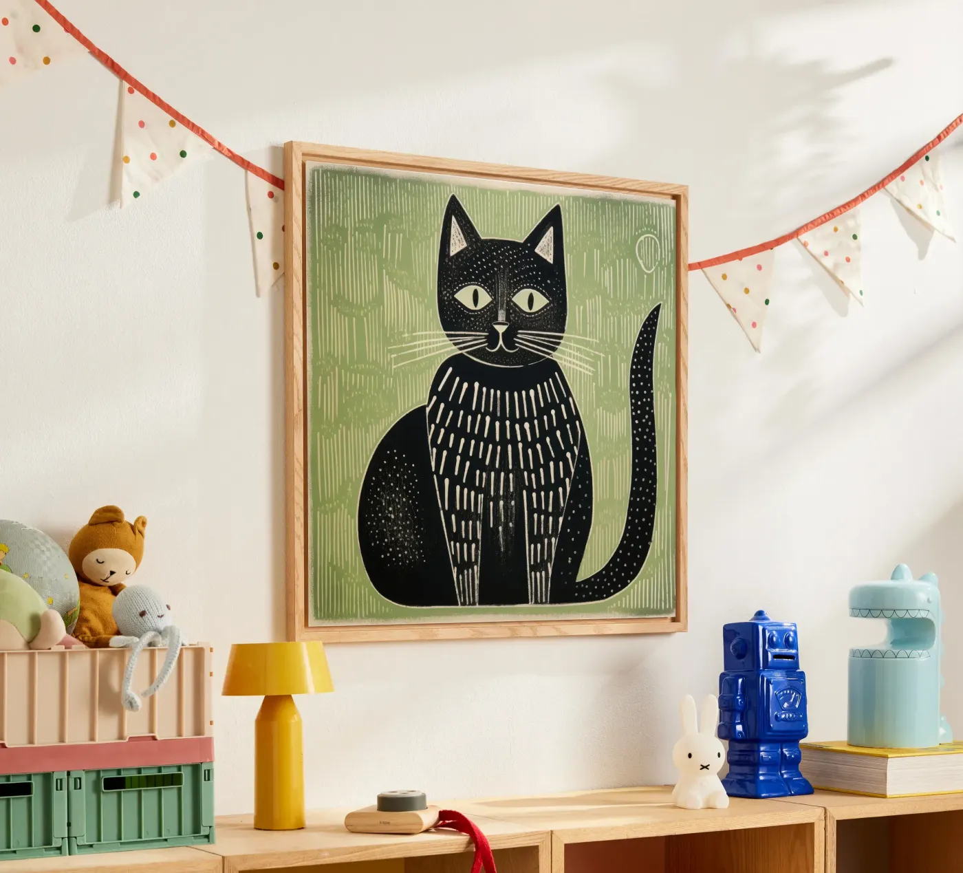 Grüne Katze Acryl-Glas von Minimal Animal Art