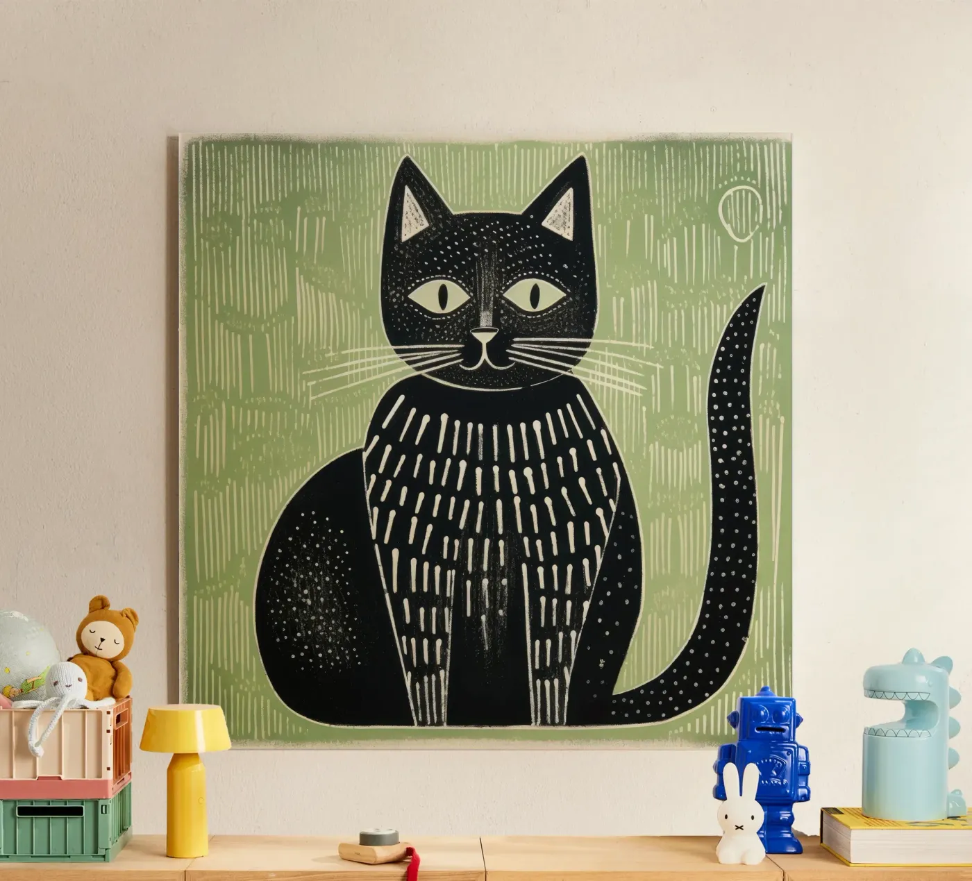 Grüne Katze Acryl-Glas von Minimal Animal Art