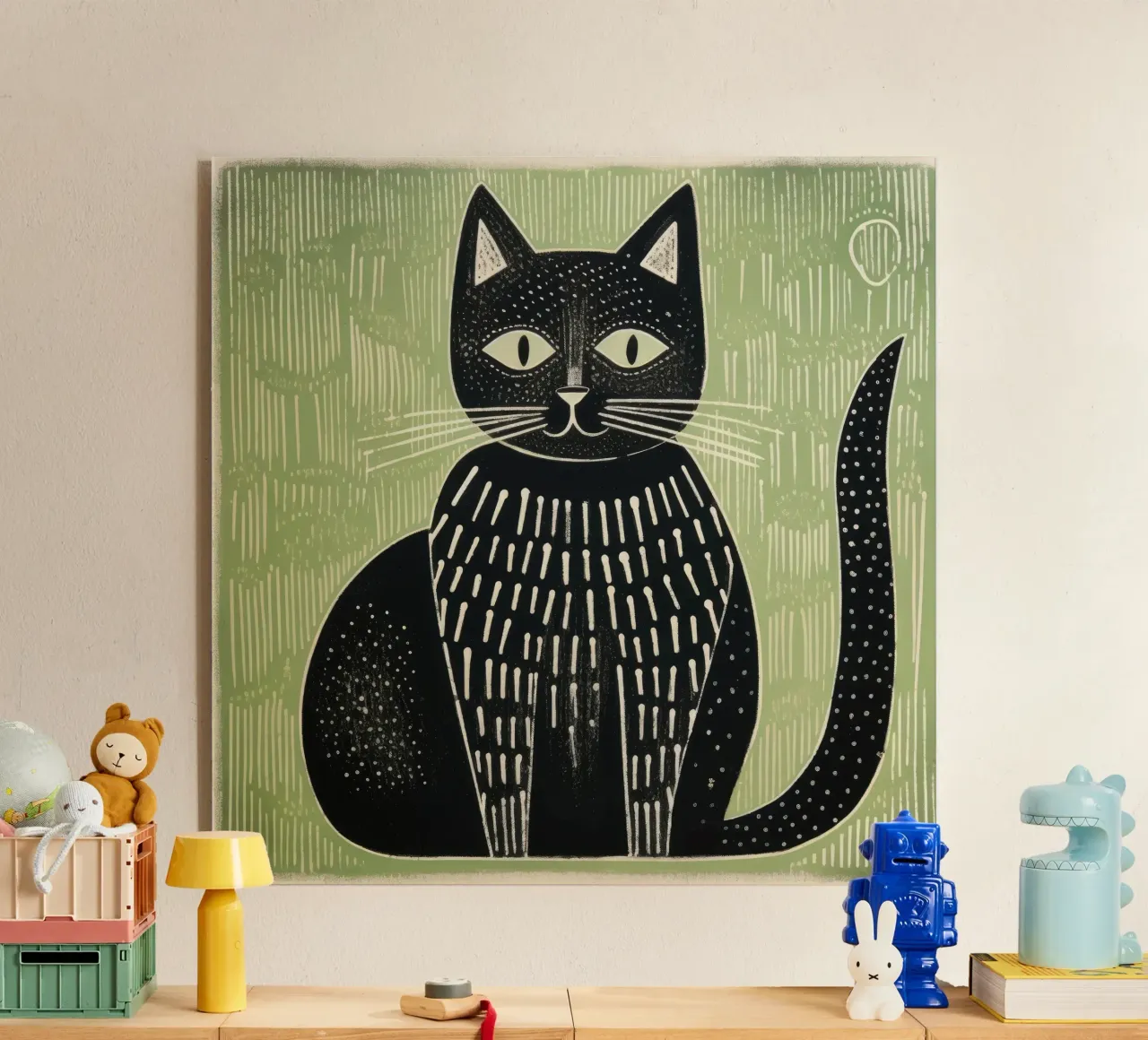 Green Cat plexiglas de Minimal Animal Art