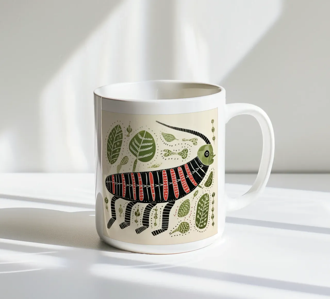 Millepiedi verde 1 tazza in ceramica da Minimal Animal Art