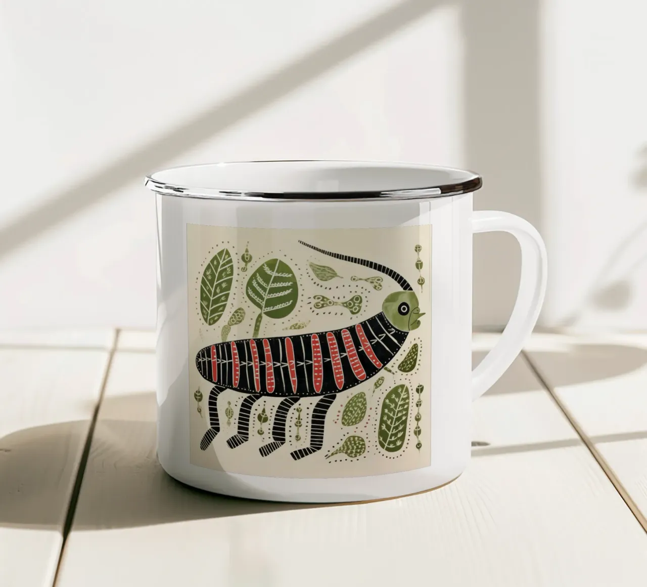 Millepiedi verde 1 tazza in smalto da Minimal Animal Art