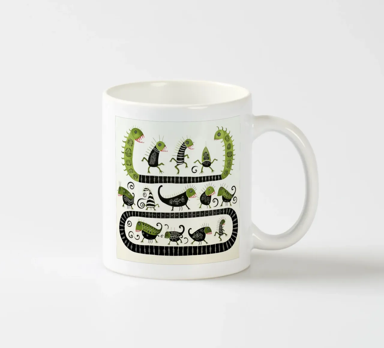 Millepiedi verde 2 tazza in ceramica da Minimal Animal Art