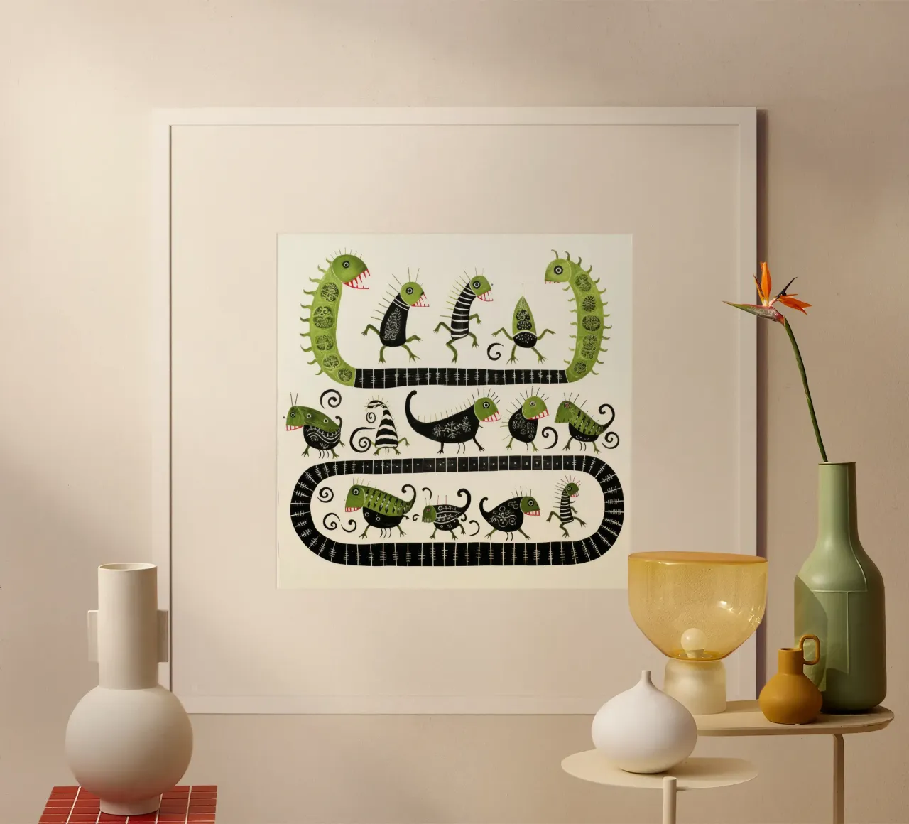 Millepiedi verde 2 carta hahnemühle da Minimal Animal Art