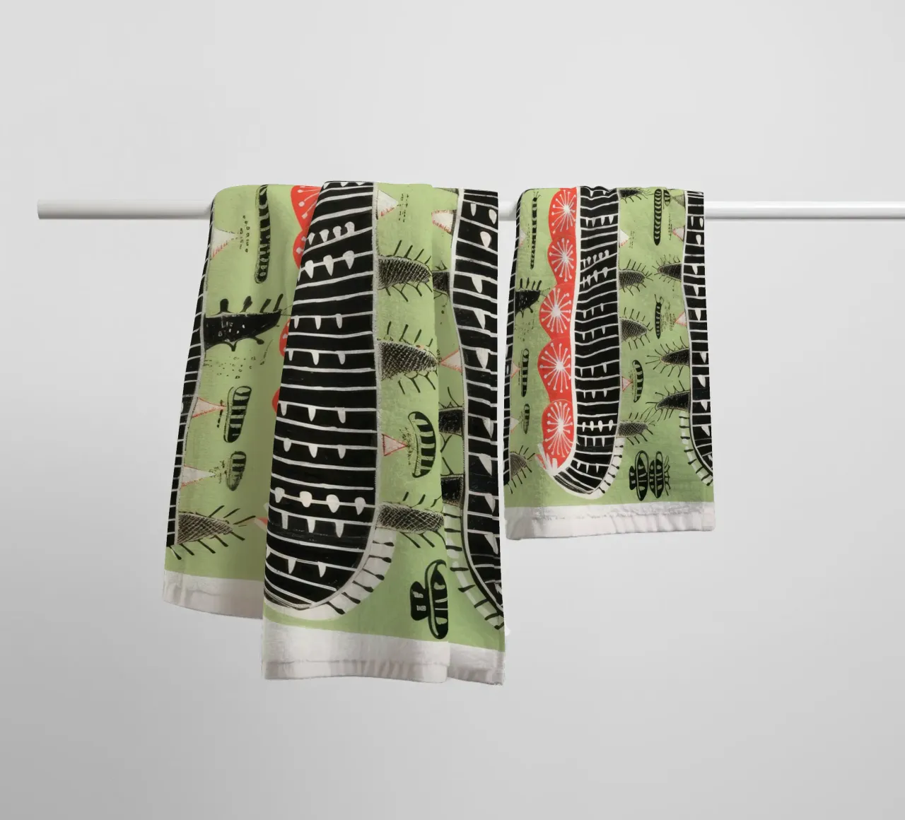 Millepiedi verde 3 asciugamano da bagno da Minimal Animal Art