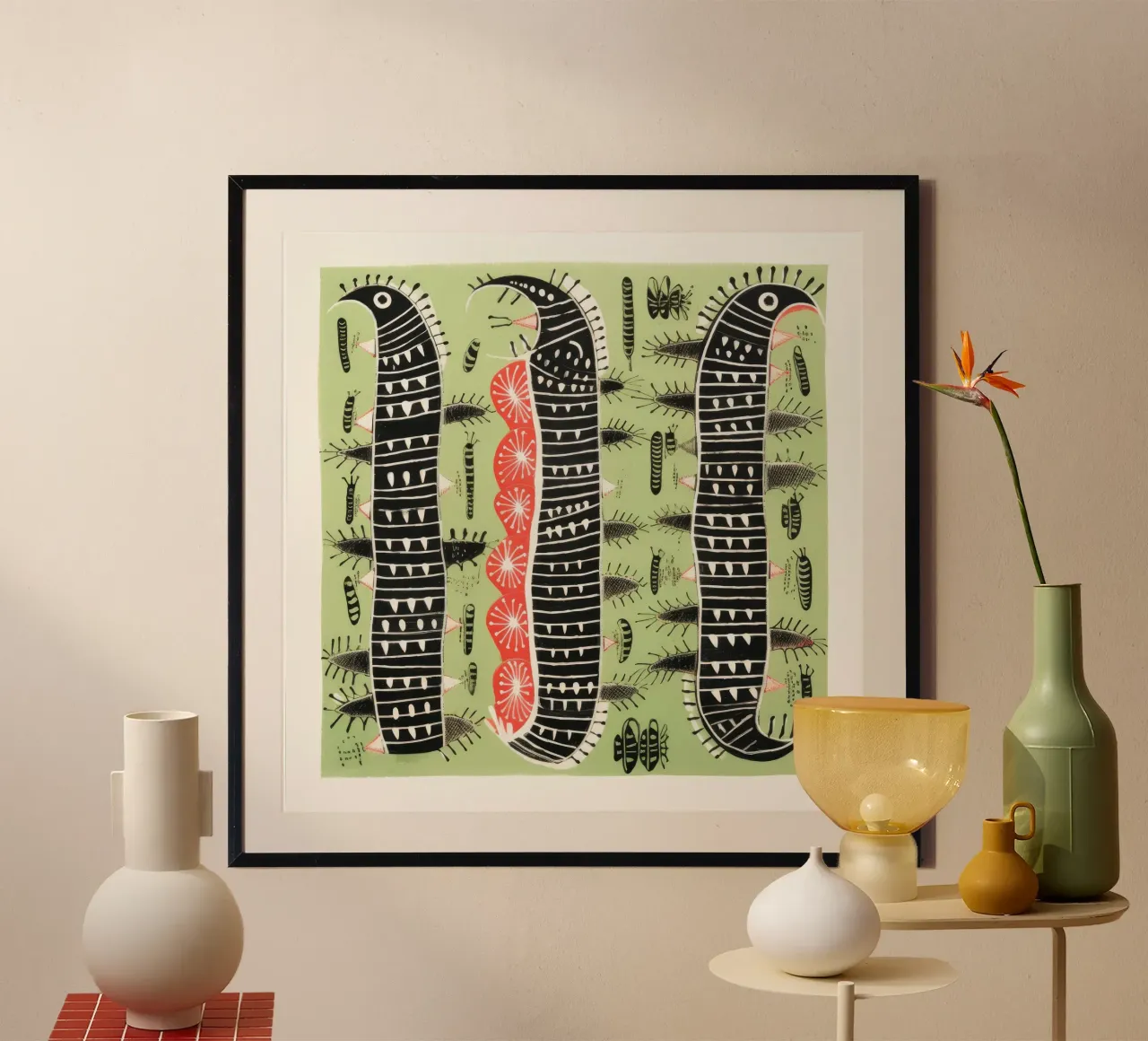 Grüner Tausendfüßler 3 Hahnemühle von Minimal Animal Art