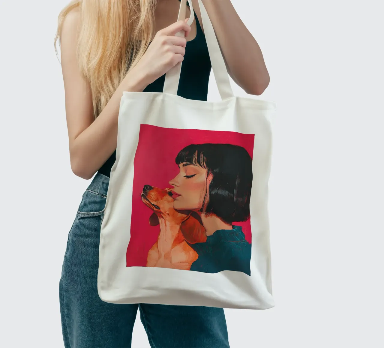 Io e il mio cane (n. 1) borsa in juta da Katja Stehle Design