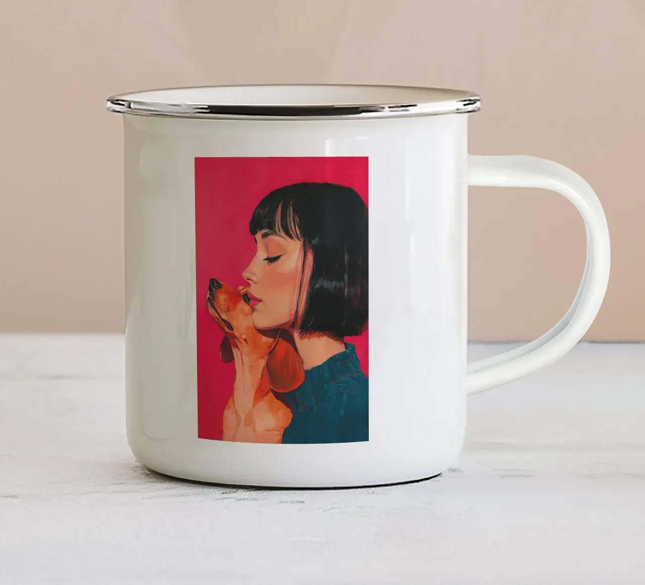 Io e il mio cane (n. 1) tazza in smalto da Katja Stehle Design