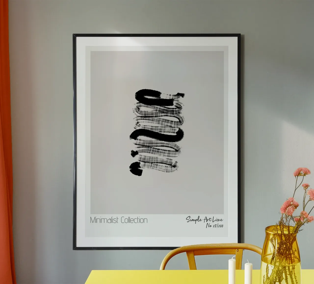 Simple Art Line No 66 poster con telaio in alluminio da treechild