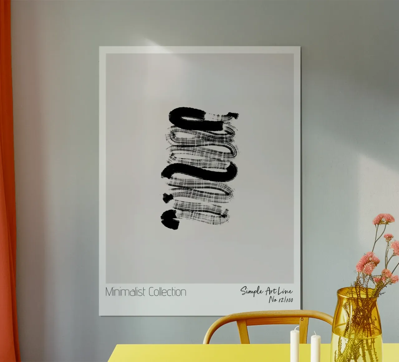 Simple Art Line No 66 poster con telaio in alluminio da treechild