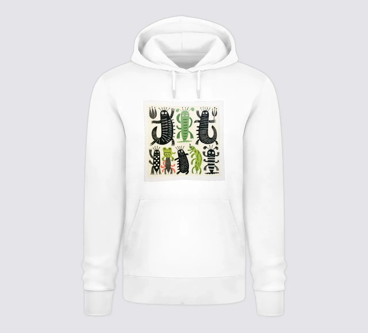 Millepiedi verde 4 felpa con cappuccio da Minimal Animal Art
