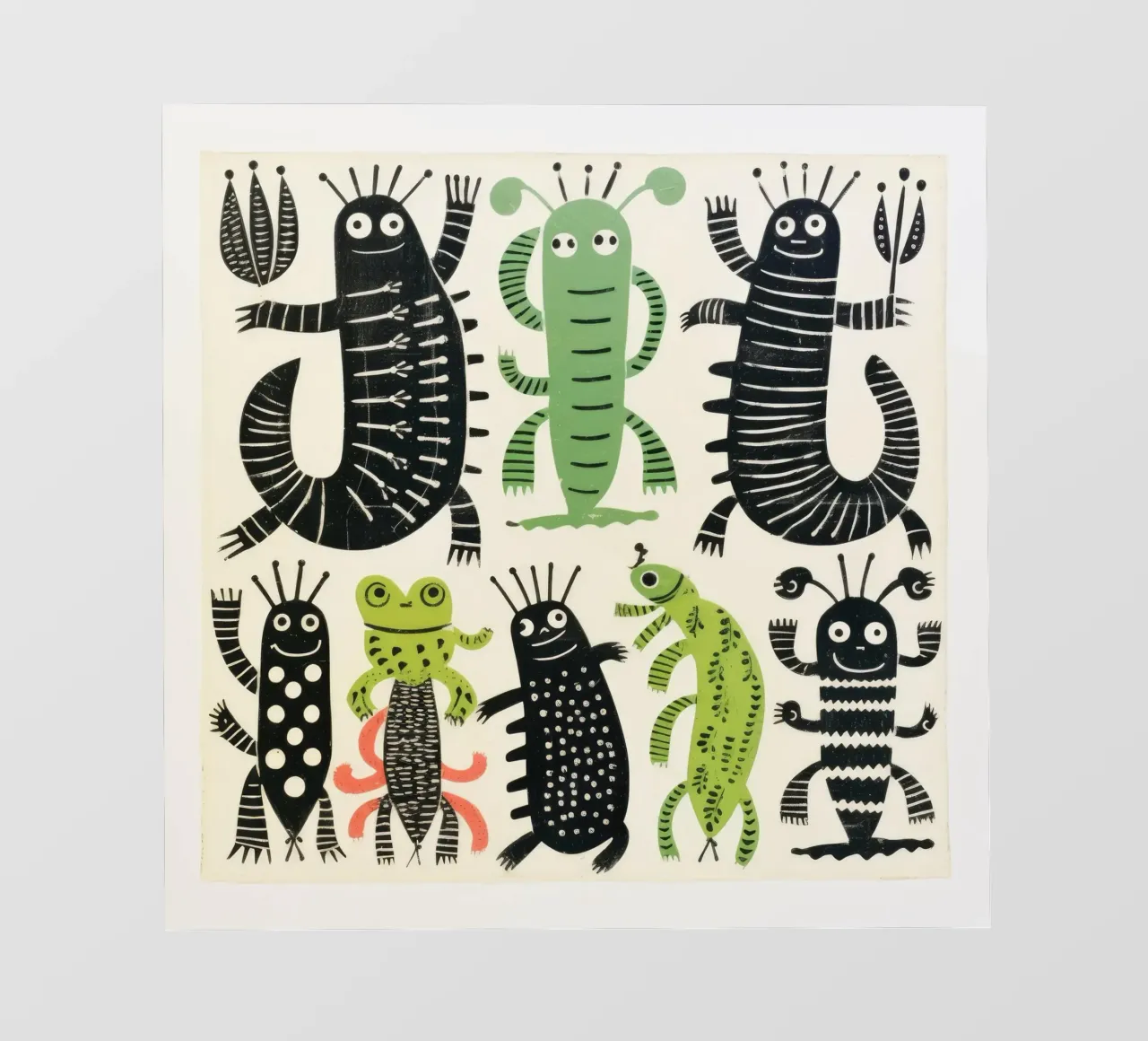Millepiedi verde 4 telo in pvc da Minimal Animal Art