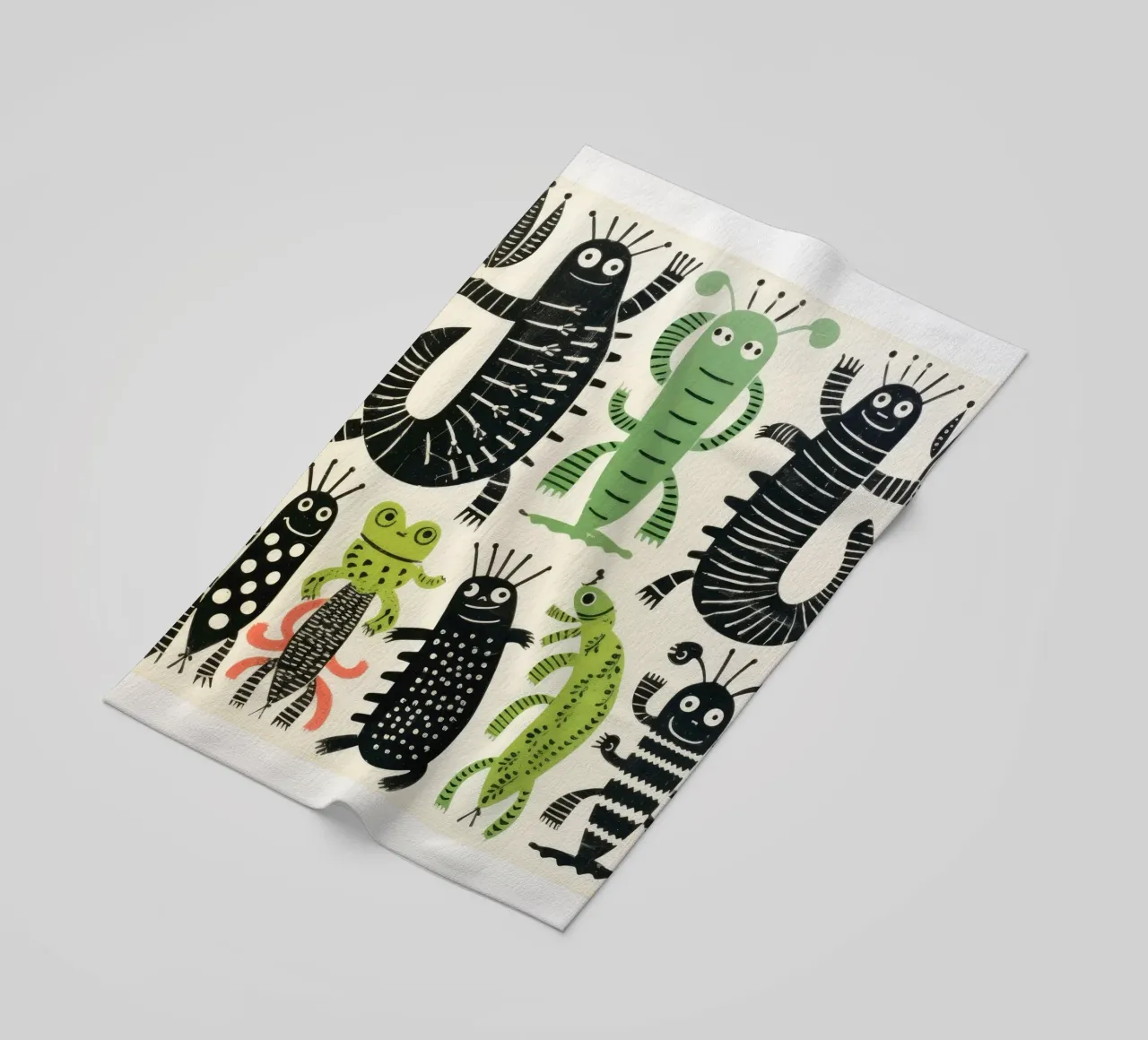 Millepiedi verde 4 telo mare da Minimal Animal Art