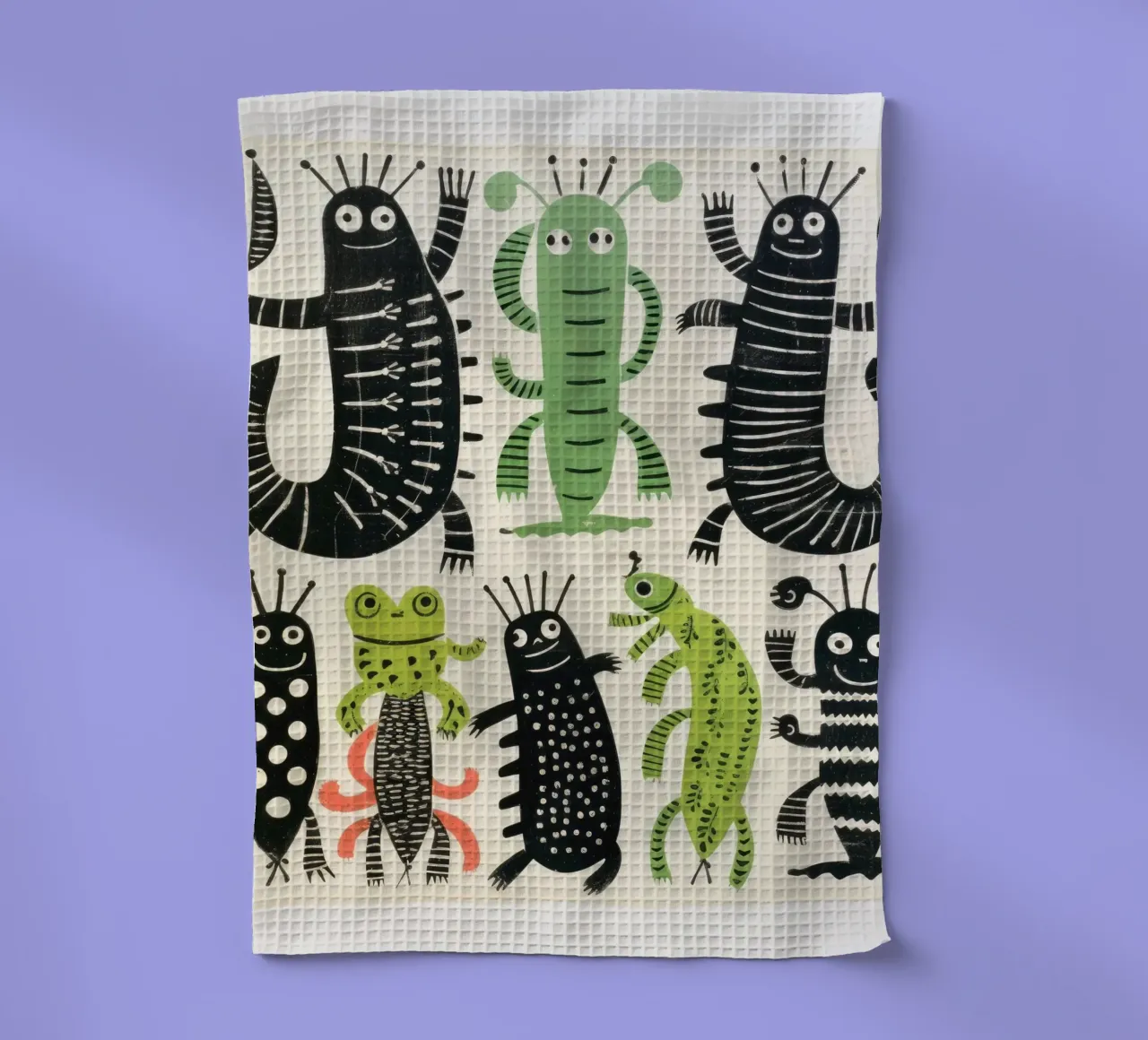 Grüner Tausendfüßler 4 Geschirrtuch von Minimal Animal Art