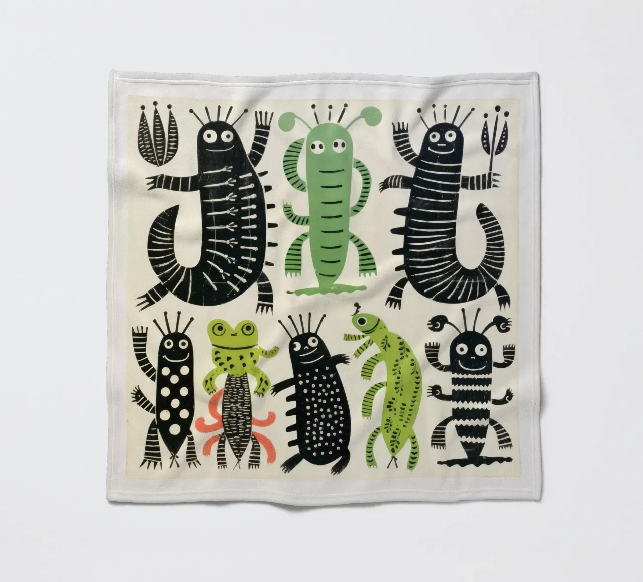Millepiedi verde 4 coperta in pile da Minimal Animal Art