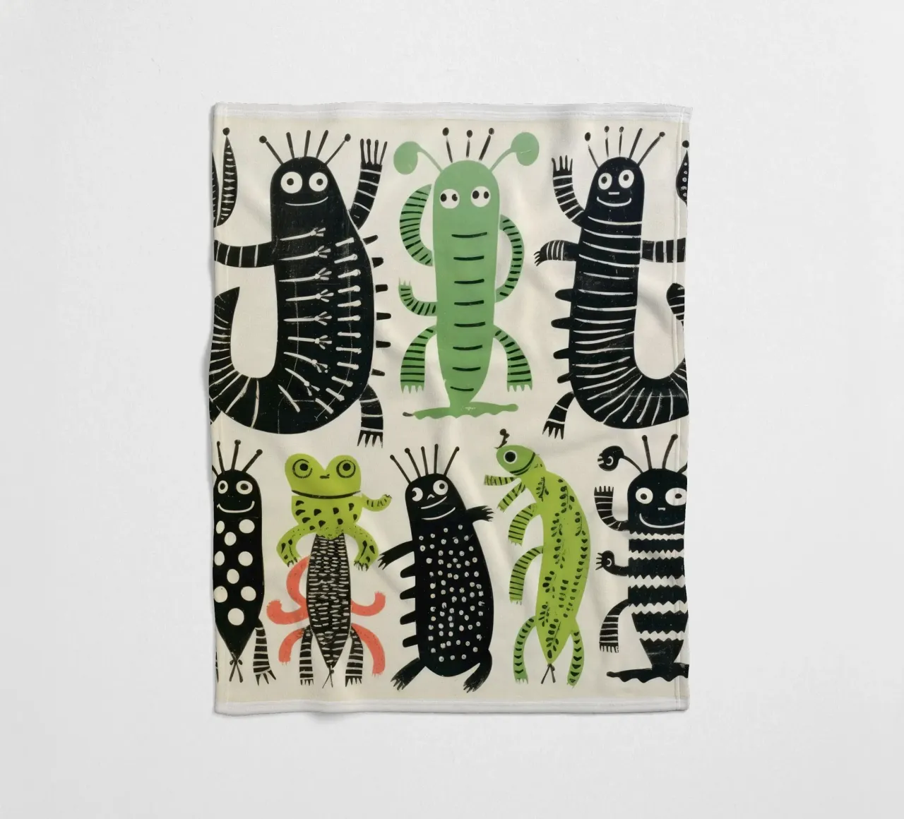 Millepiedi verde 4 coperta in pile da Minimal Animal Art