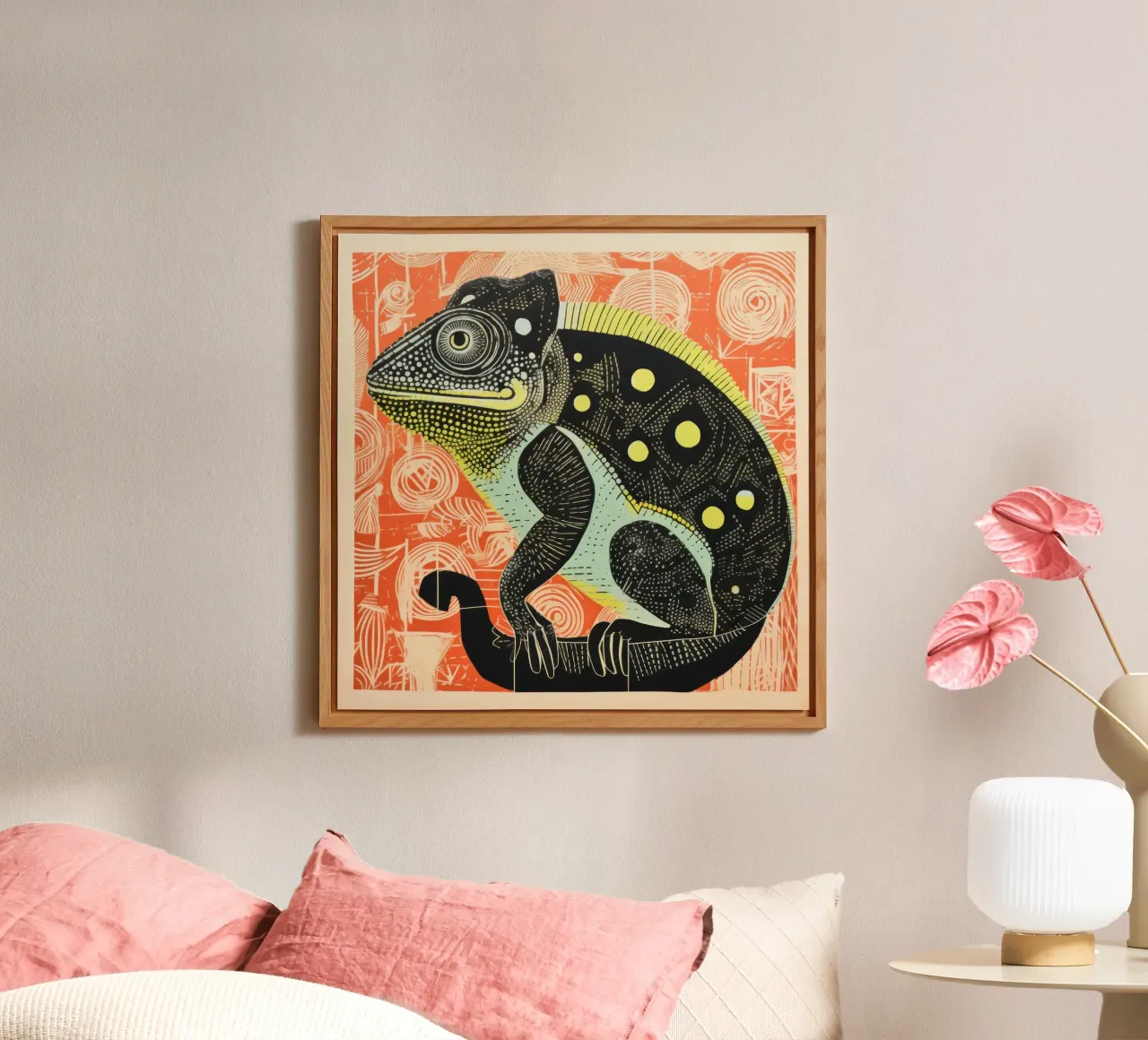 Camaleonte verde 1 alluminio dibond da Minimal Animal Art