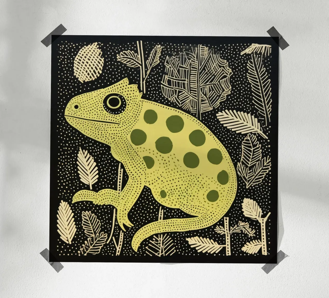 Camaleonte verde 2 carta hahnemühle da Minimal Animal Art