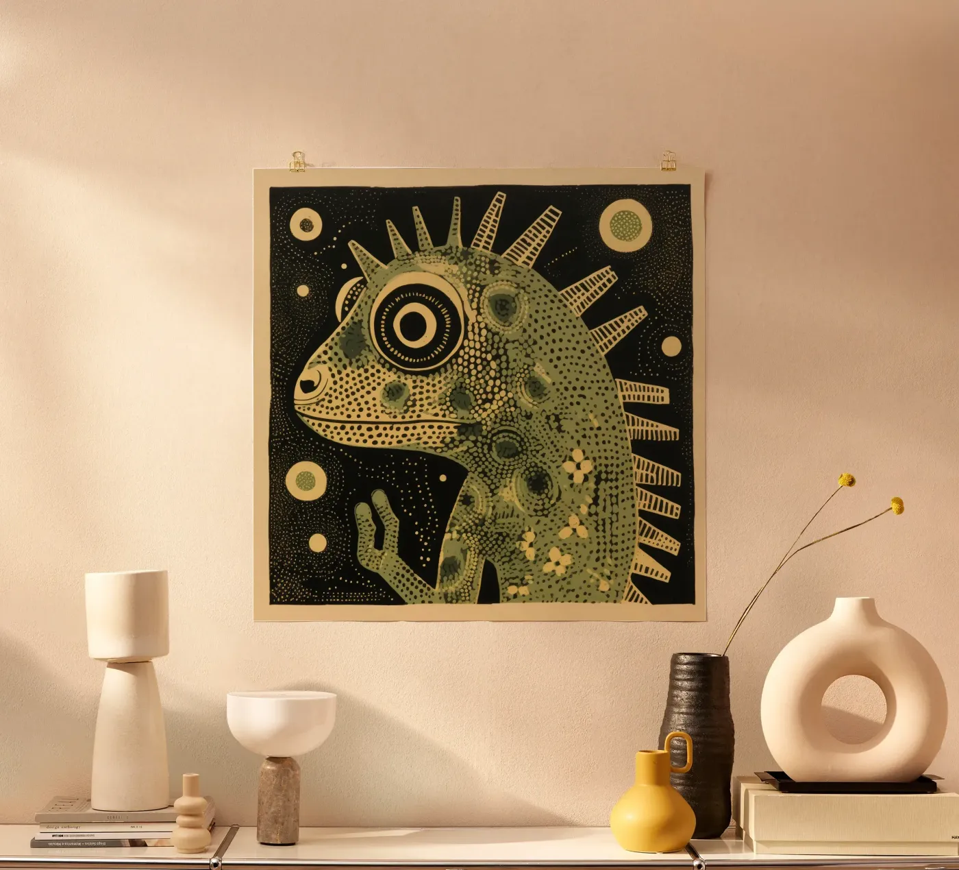 Green Chameleon poster da Minimal Animal Art