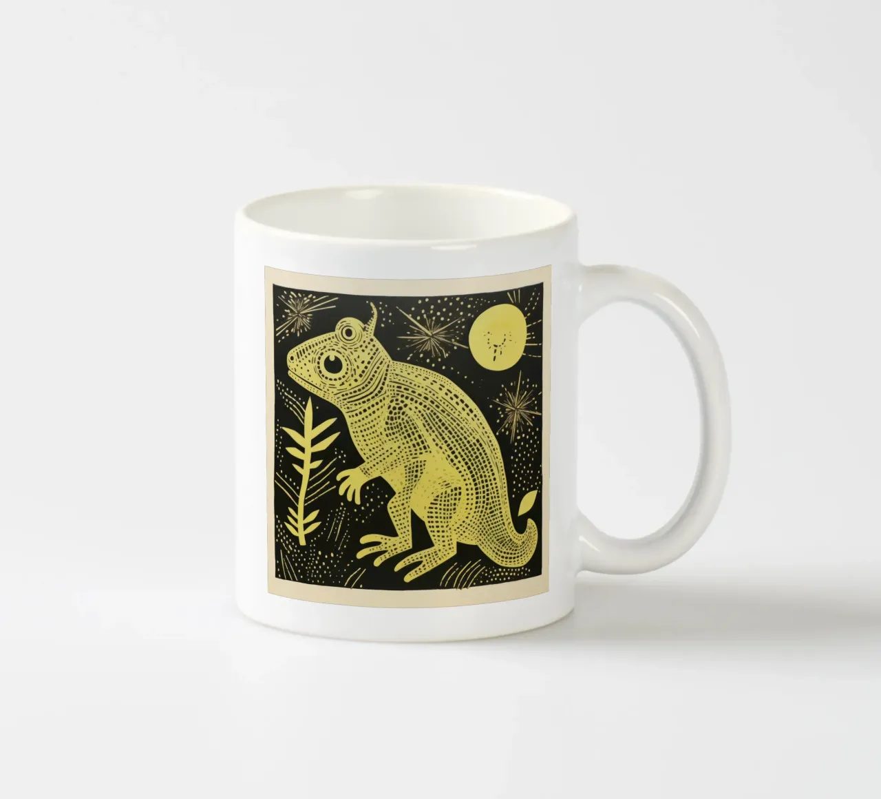 Camaleonte verde 4 tazza in ceramica da Minimal Animal Art