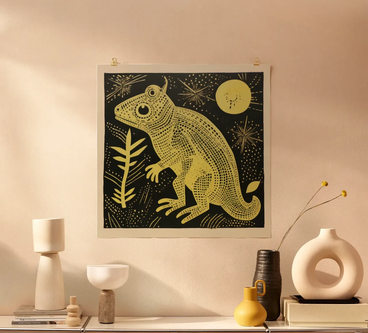 Camaleonte verde 4 poster con telaio in plastica da Minimal Animal Art
