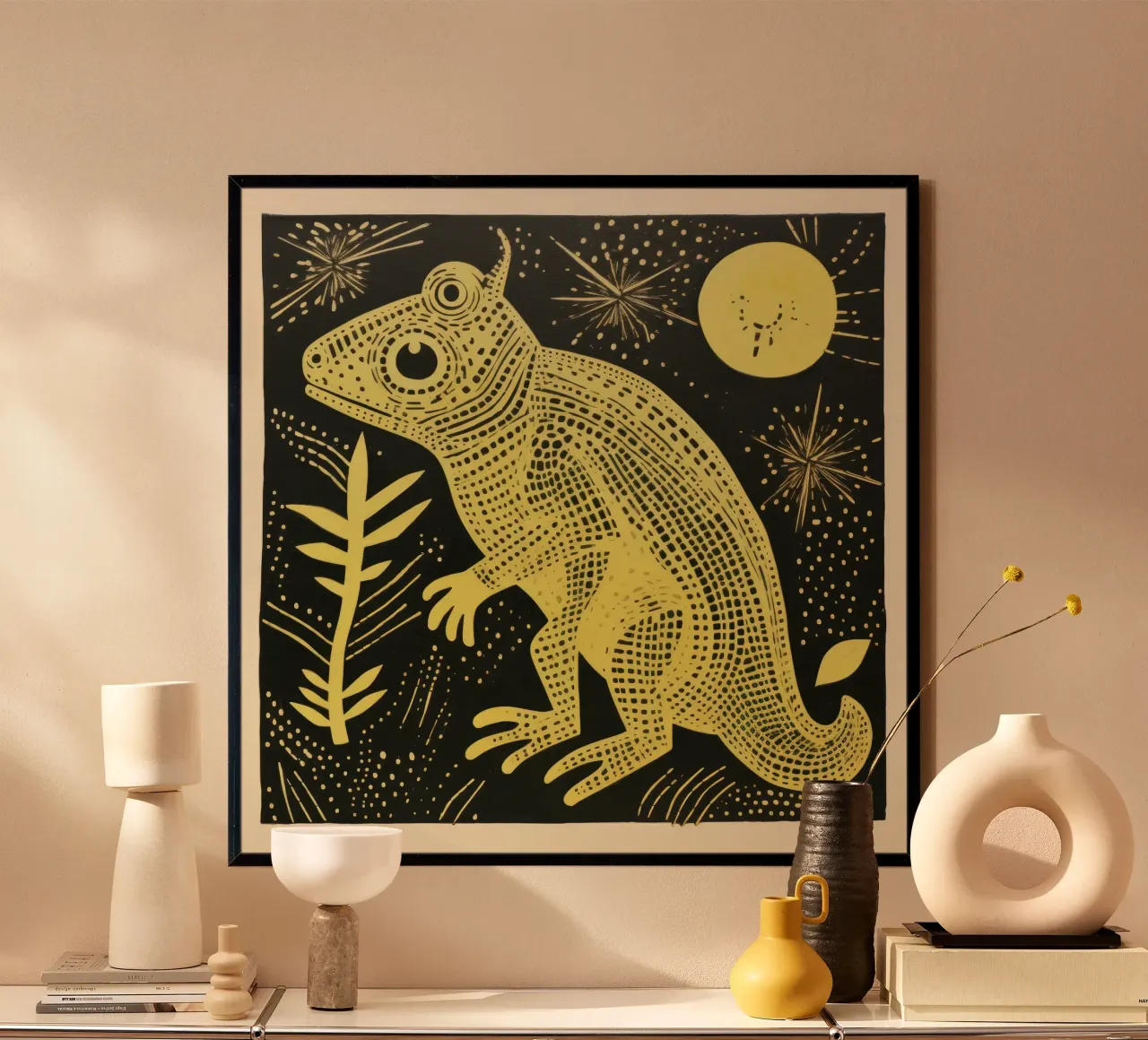 Camaleonte verde 4 poster con telaio in plastica da Minimal Animal Art