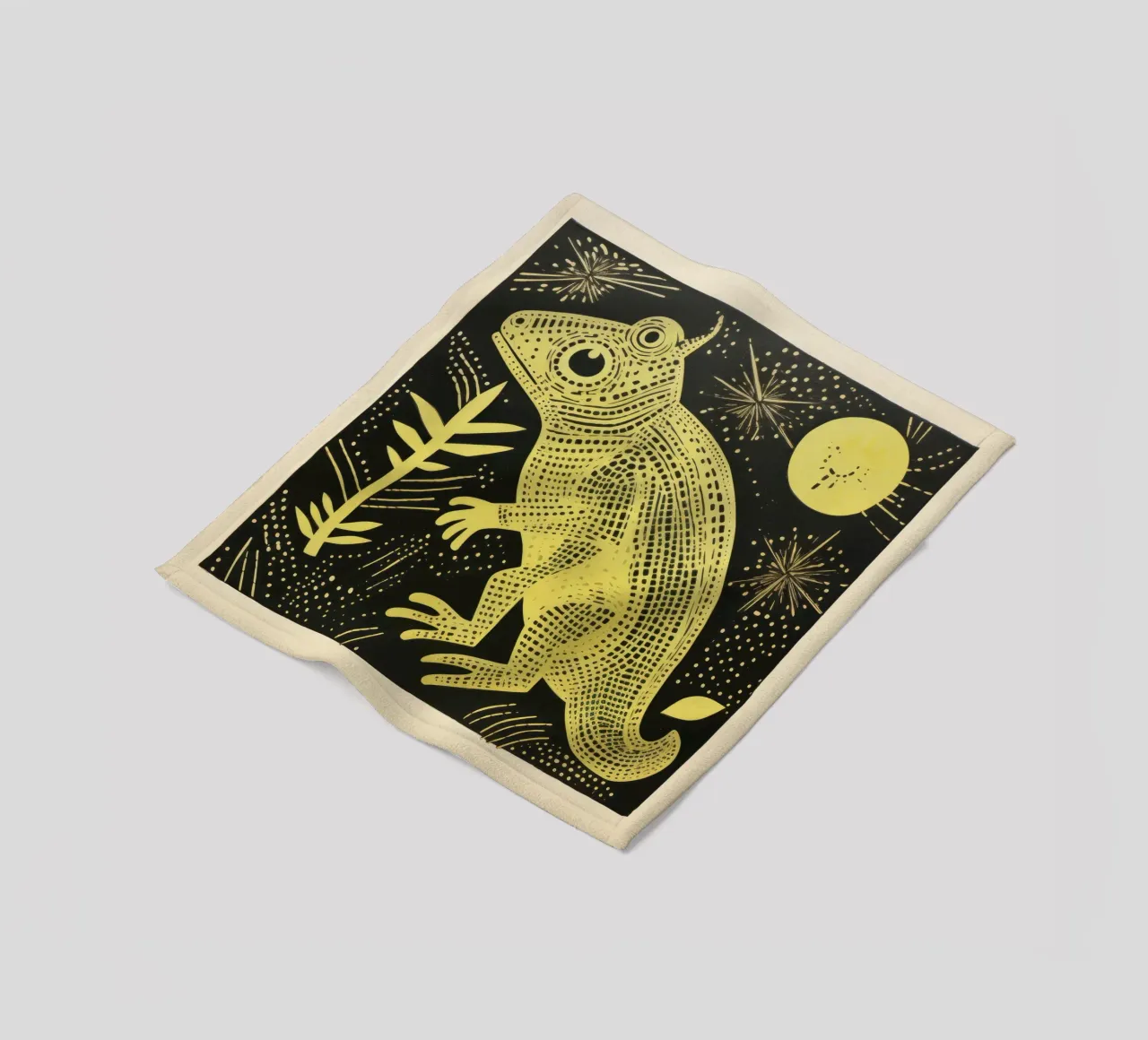 Camaleonte verde 4 coperta in pile da Minimal Animal Art
