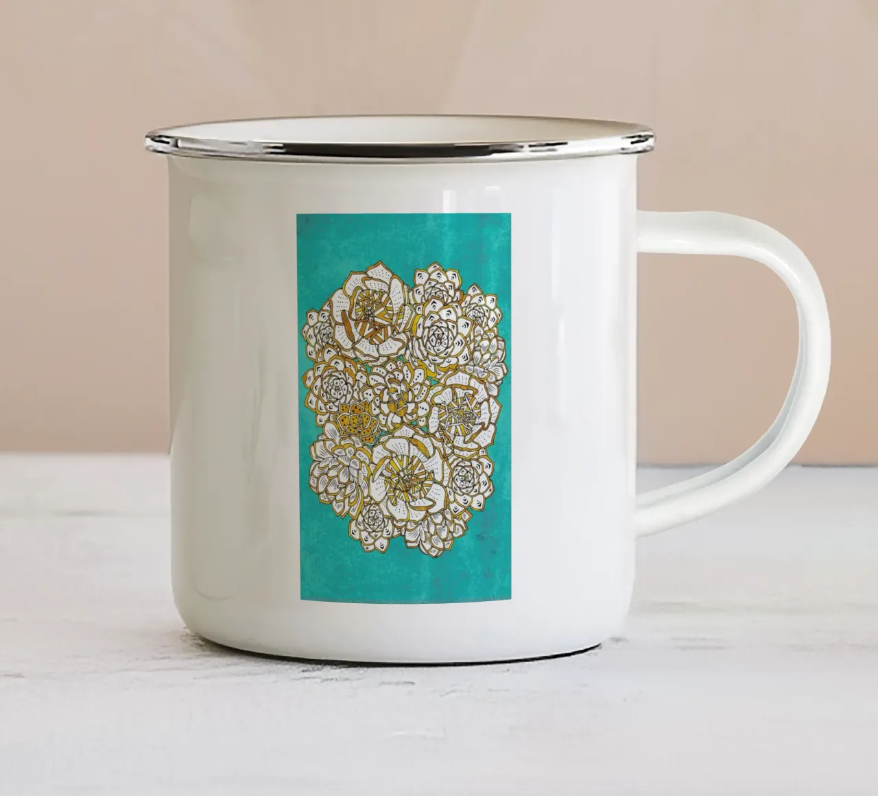 Blooming Succulents tazza in smalto da Pom Graphic Design