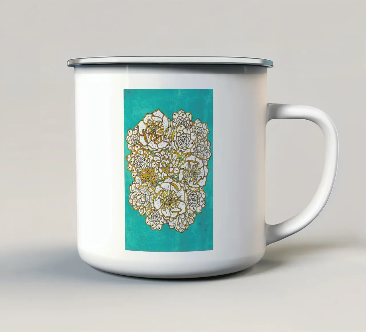 Blooming Succulents tazza in smalto da Pom Graphic Design